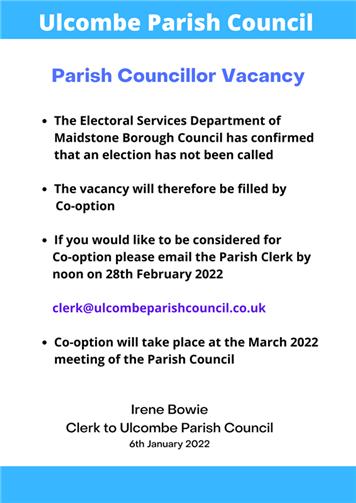  - Parish Councillor Vacancy