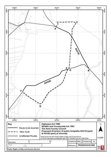  - Proposed diversion of public footpaths KH318 (part) and KH320 (part)